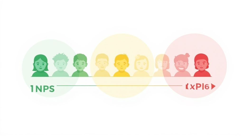 A smiling customer avatar next to satisfaction and loyalty graphs