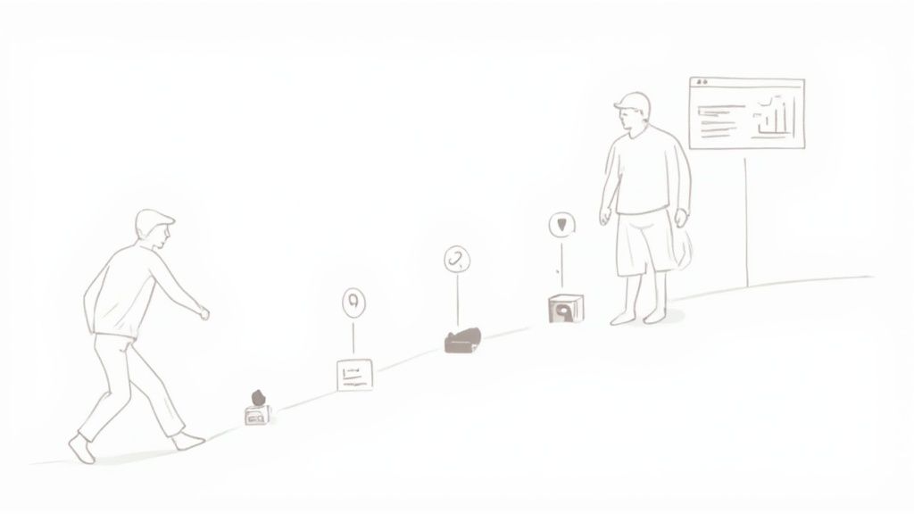 A person analyzing website visitor data on a laptop screen