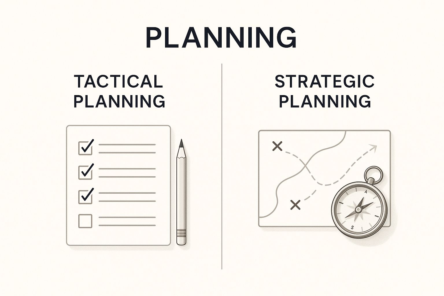 Infographic about tactical planning vs strategic planning