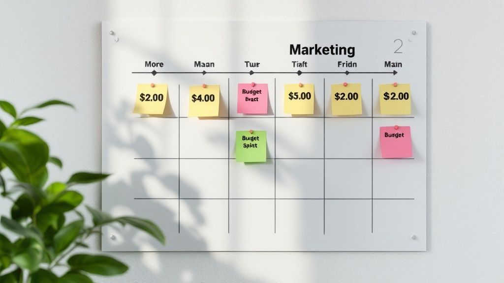Infographic detailing the agile marketing budget management cycle.