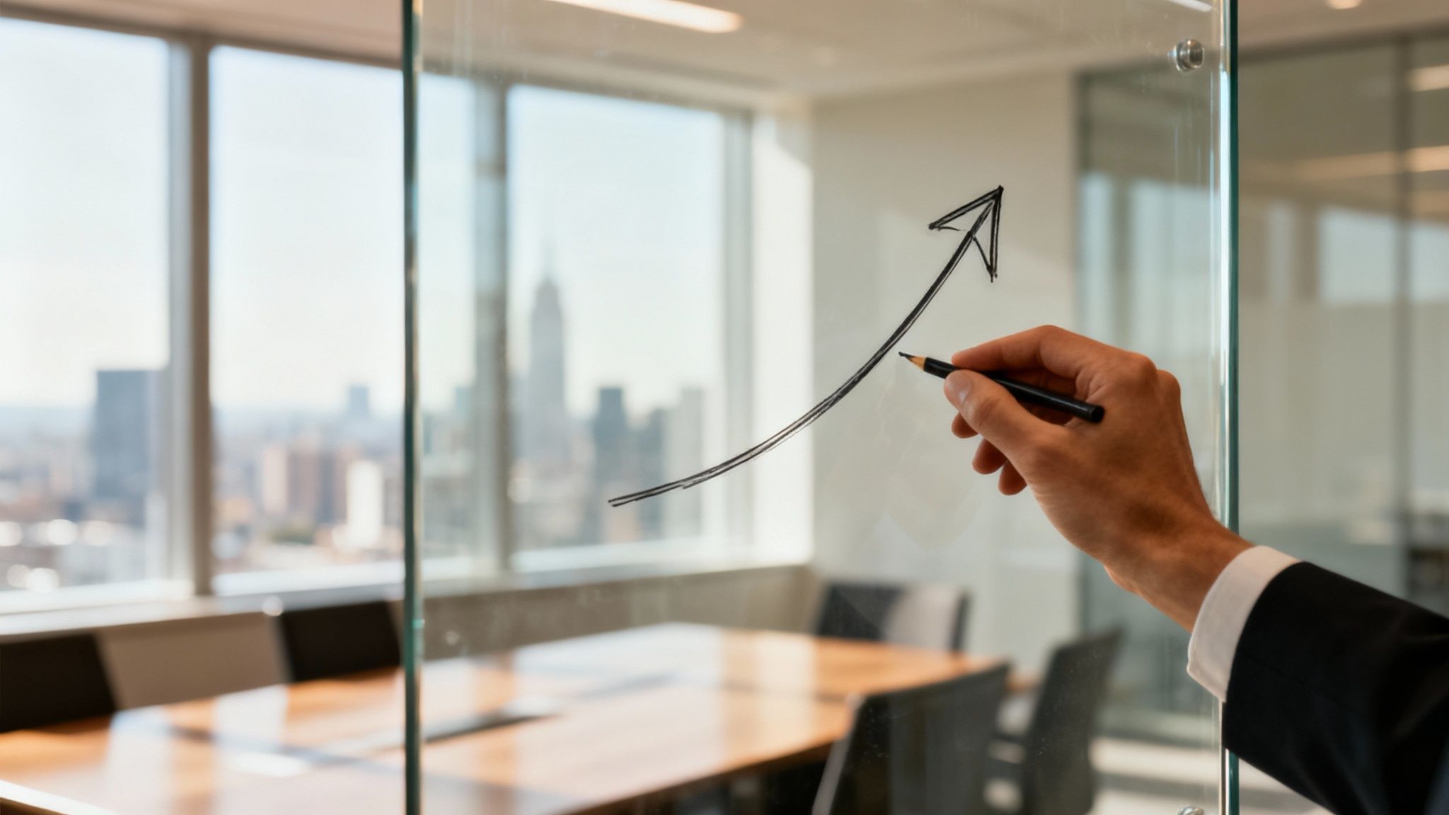 A visual representation of business growth with upward-trending charts and graphs, symbolizing the positive impact of thought leadership.
