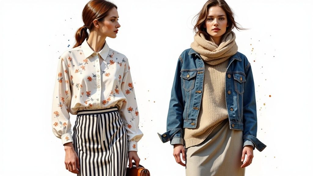 Try-on example showing woman wearing a long trench coat from Zara
