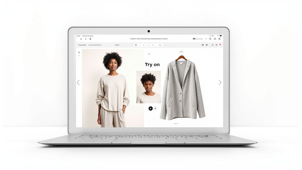Try-on example showing woman wearing Zara dress