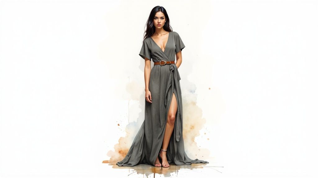 Illustration of a dress for a rectangle body shape