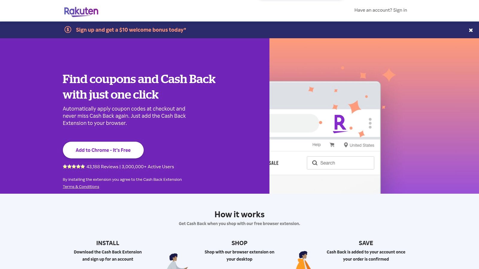 Rakuten Cash Back Button