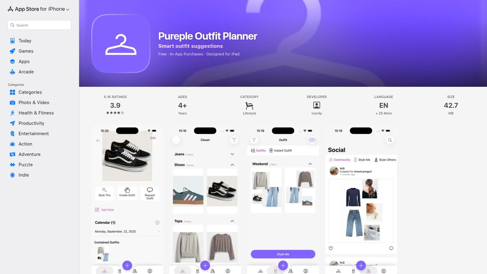 Pureple – Outfit Planner & Virtual Closet