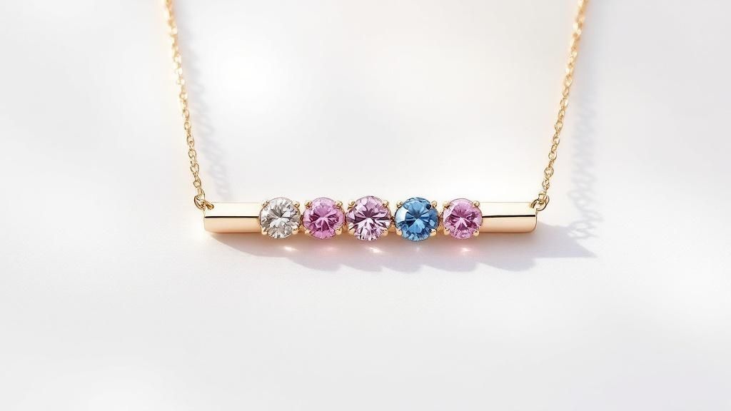 Linear Bar Birthstone Necklace