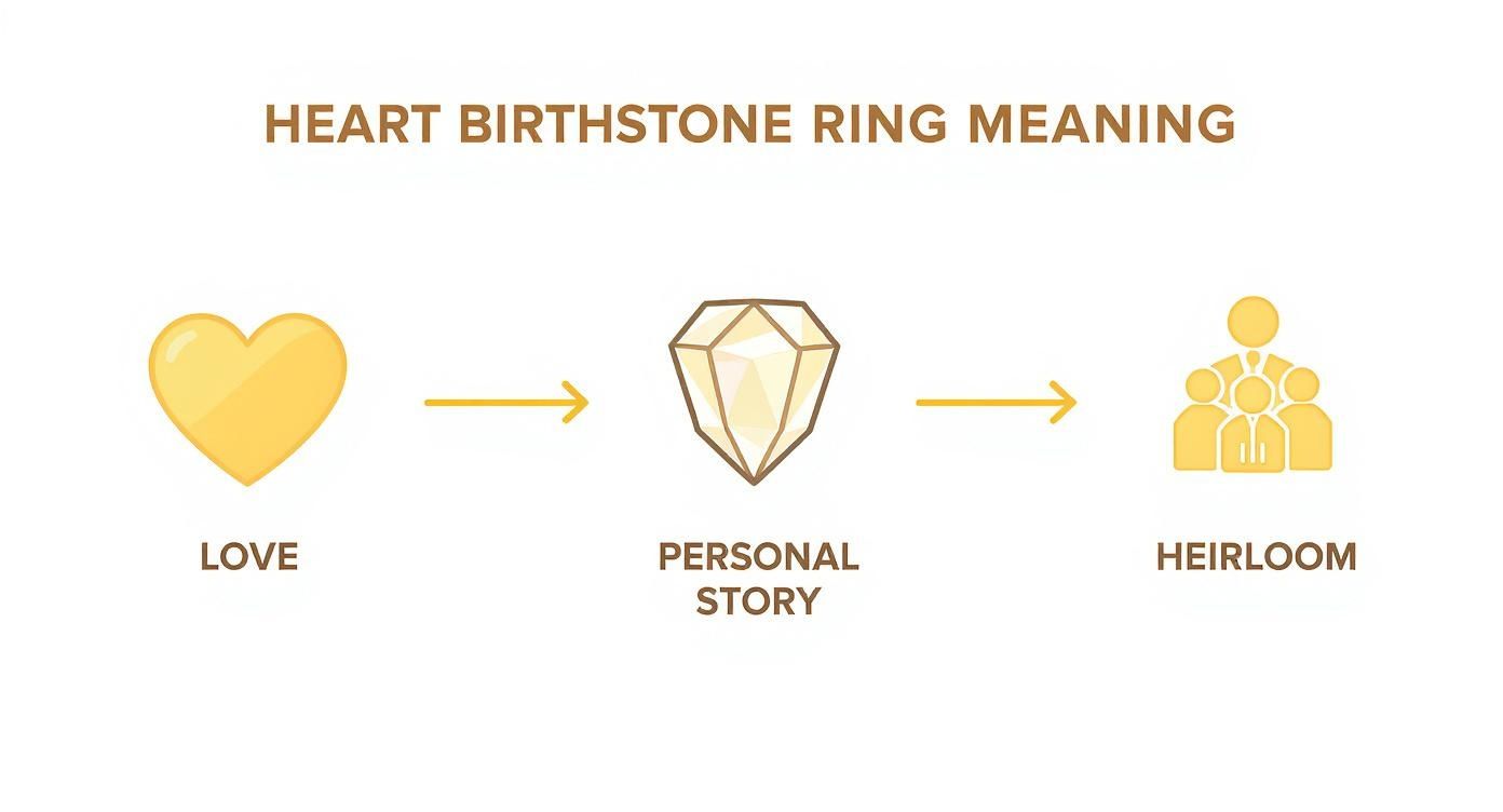Infographic about heart birthstone ring