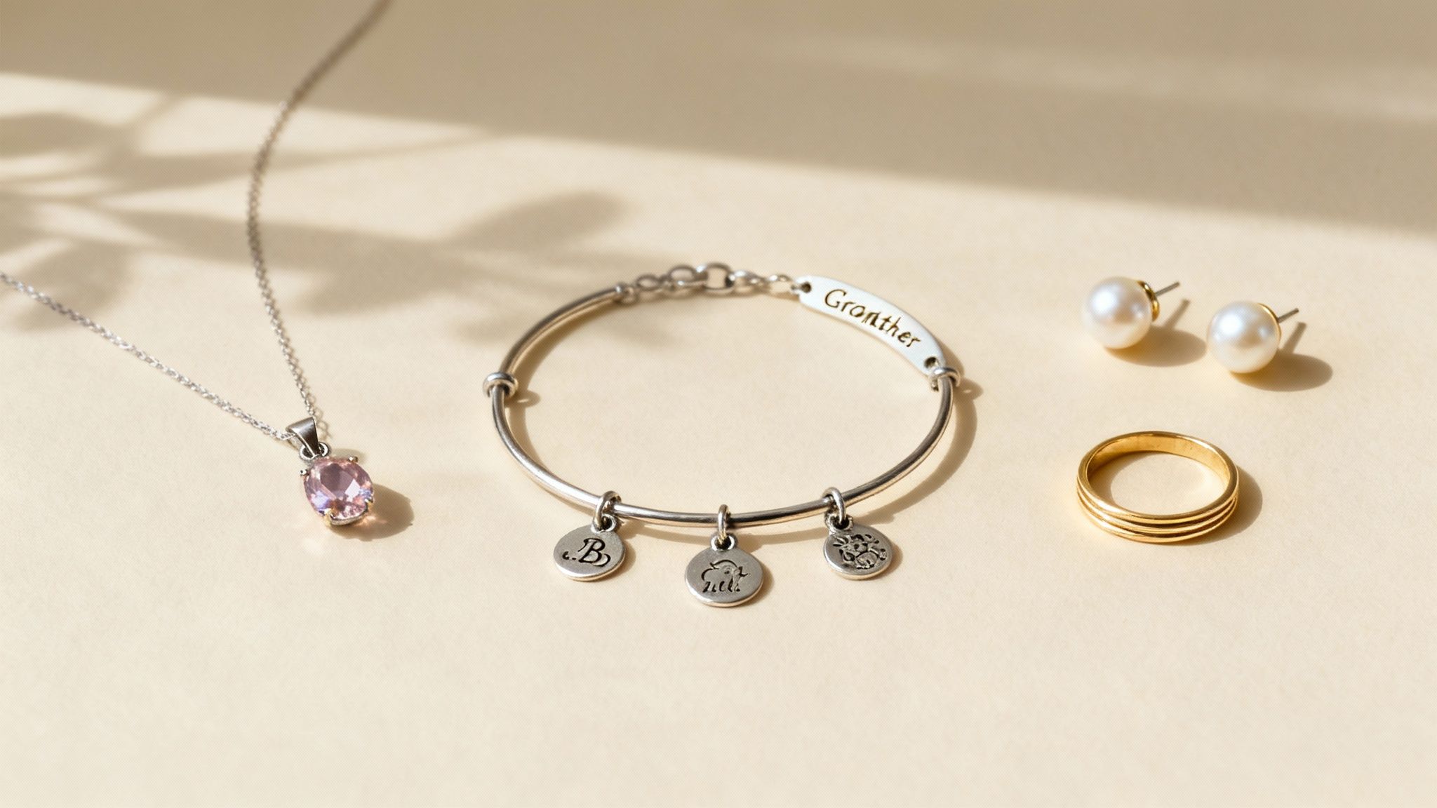 An elegant necklace with multiple birthstones representing a family.