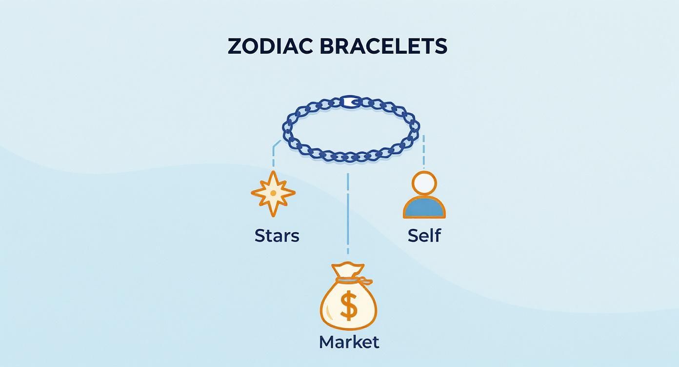 Infographic about zodiac sign bracelets