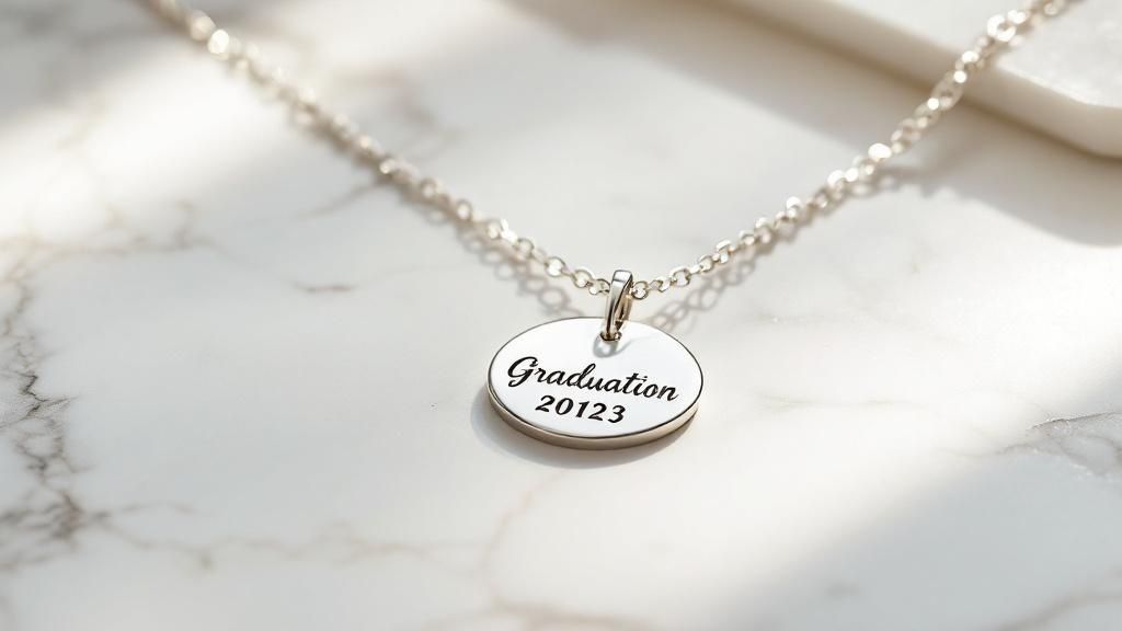 Infographic showing key data about Engraved Jewelry with Graduation Date or Inspirational Message