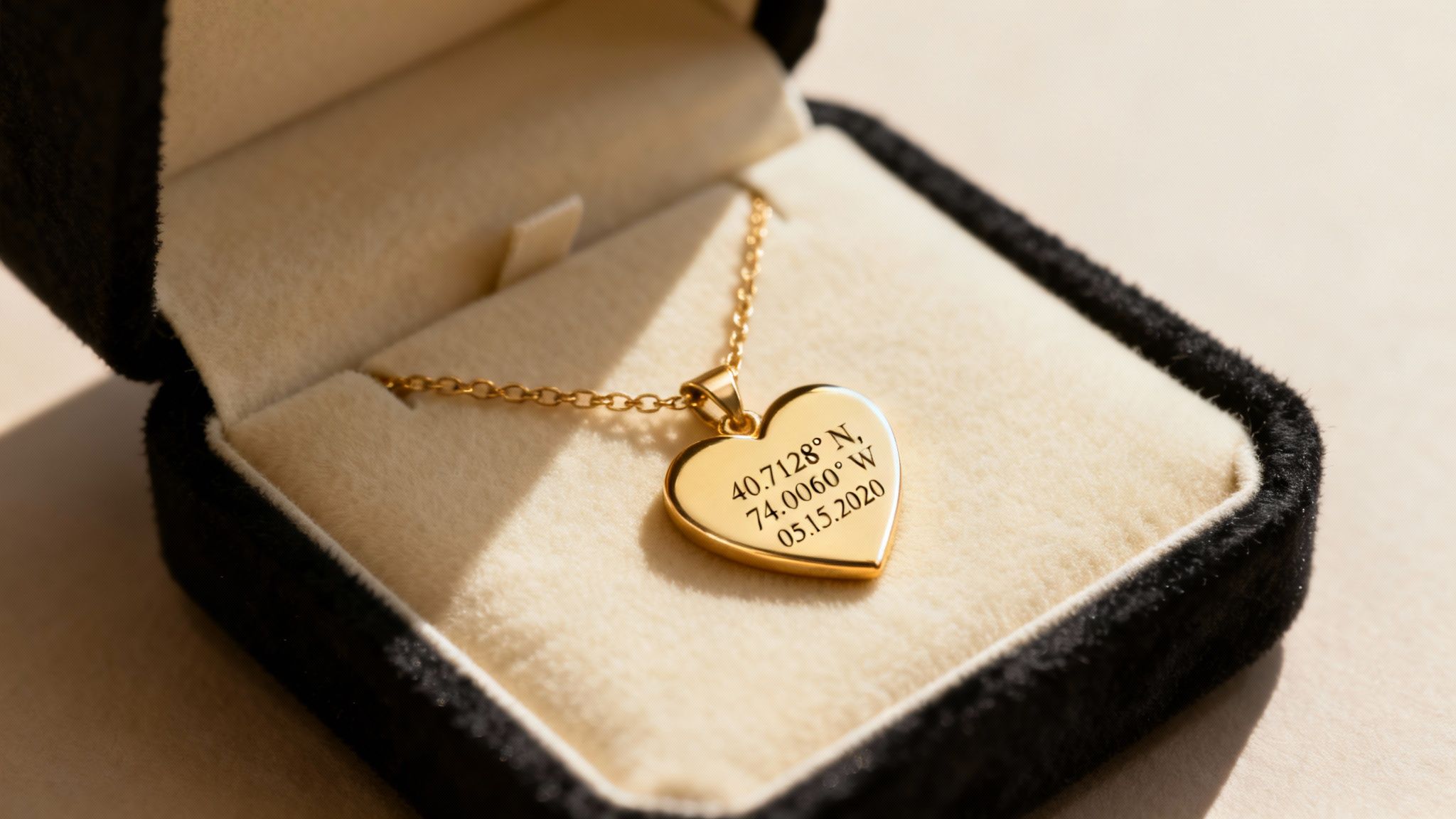 A close-up of a personalized necklace with an engraved initial