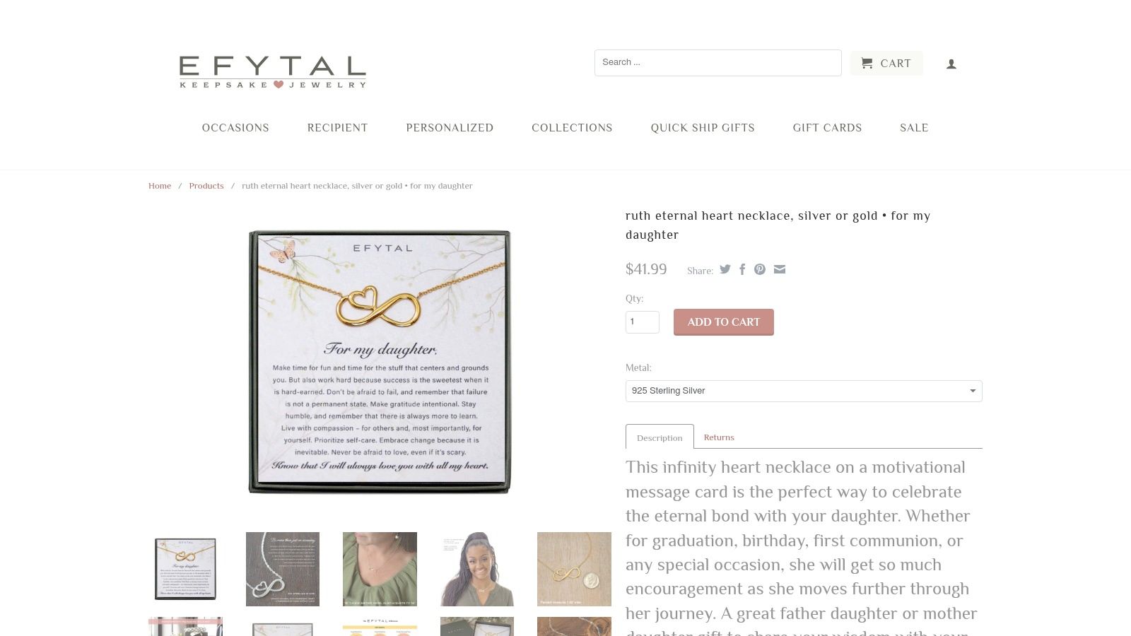 Ruth Eternal Heart Necklace, Silver or Gold • For My Daughter