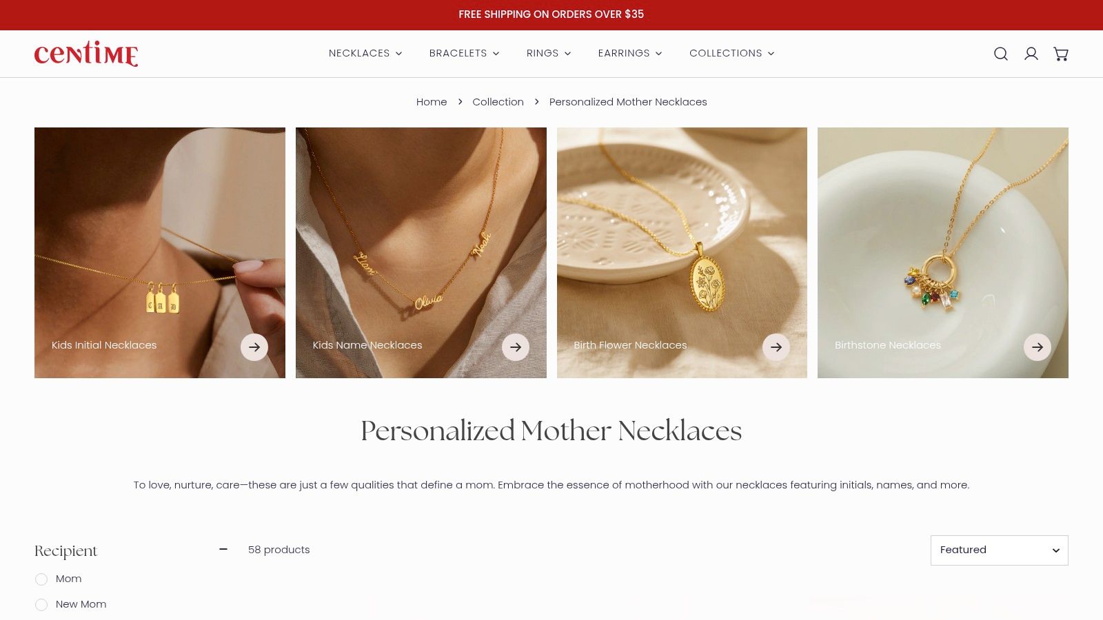 CentimeGift personalized mother necklace with birth flowers