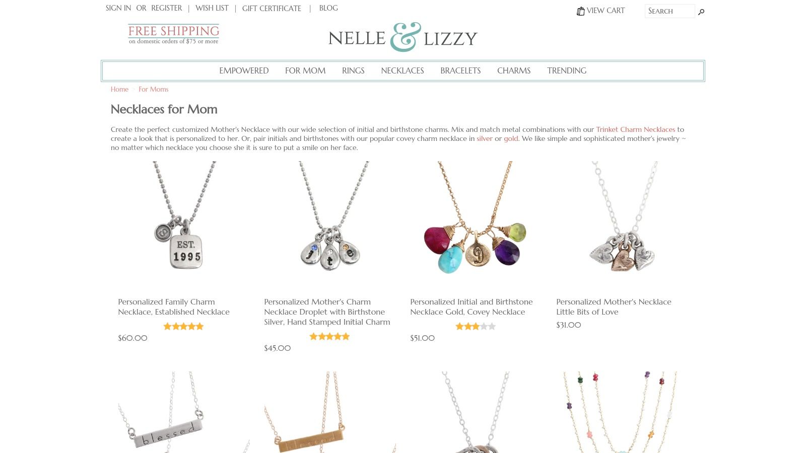 Nelle & Lizzy personalized necklaces for mom
