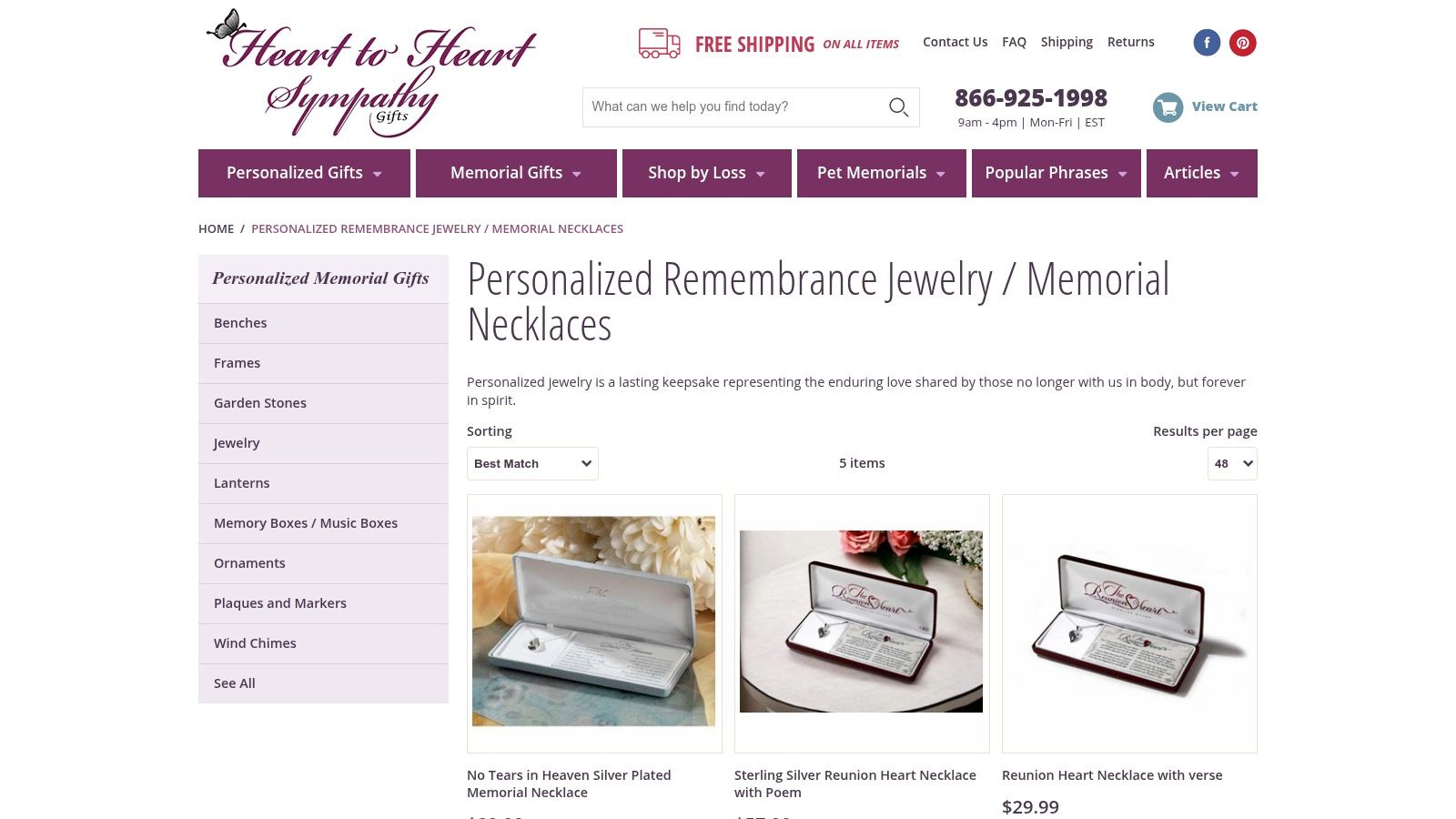 Heart to Heart Sympathy Gifts