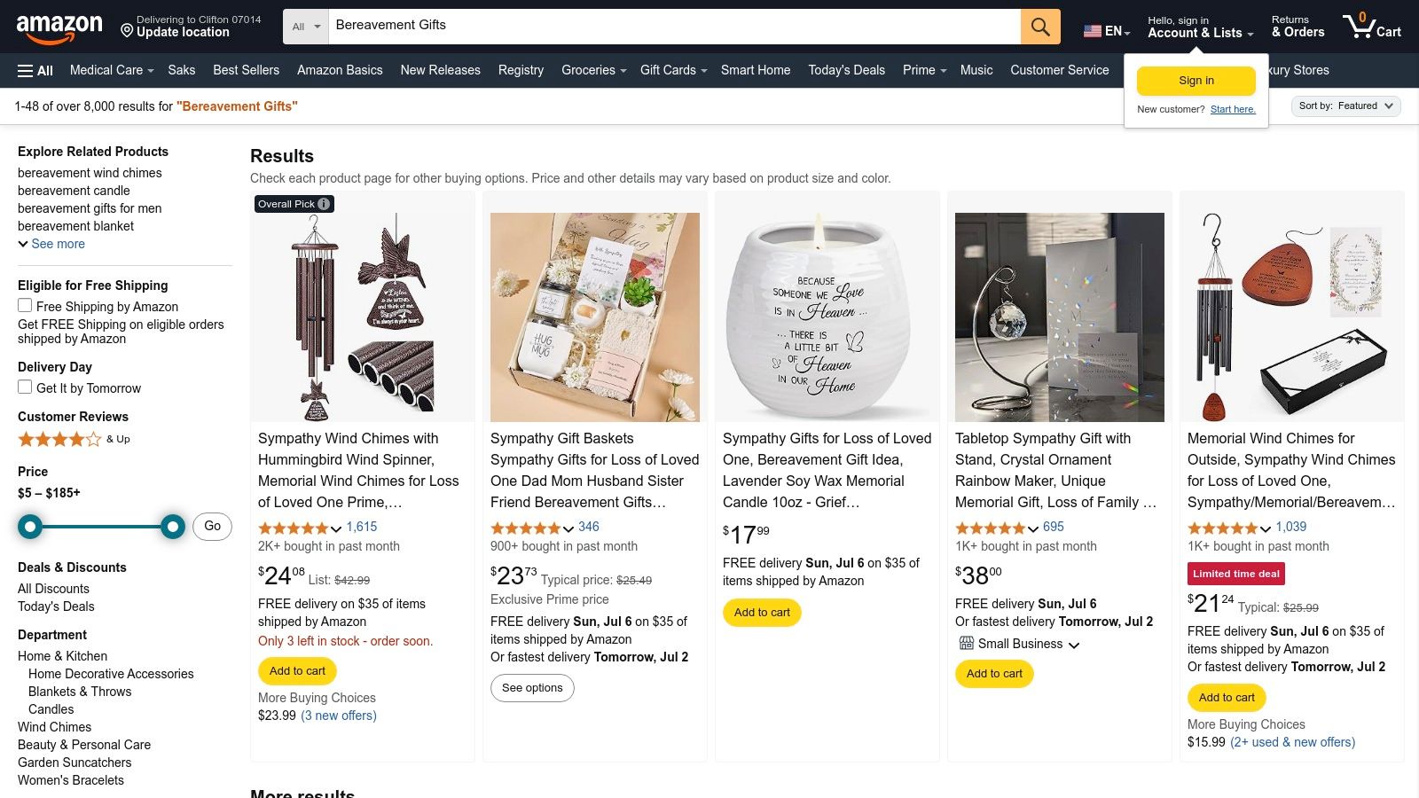 Amazon – Bereavement Gifts