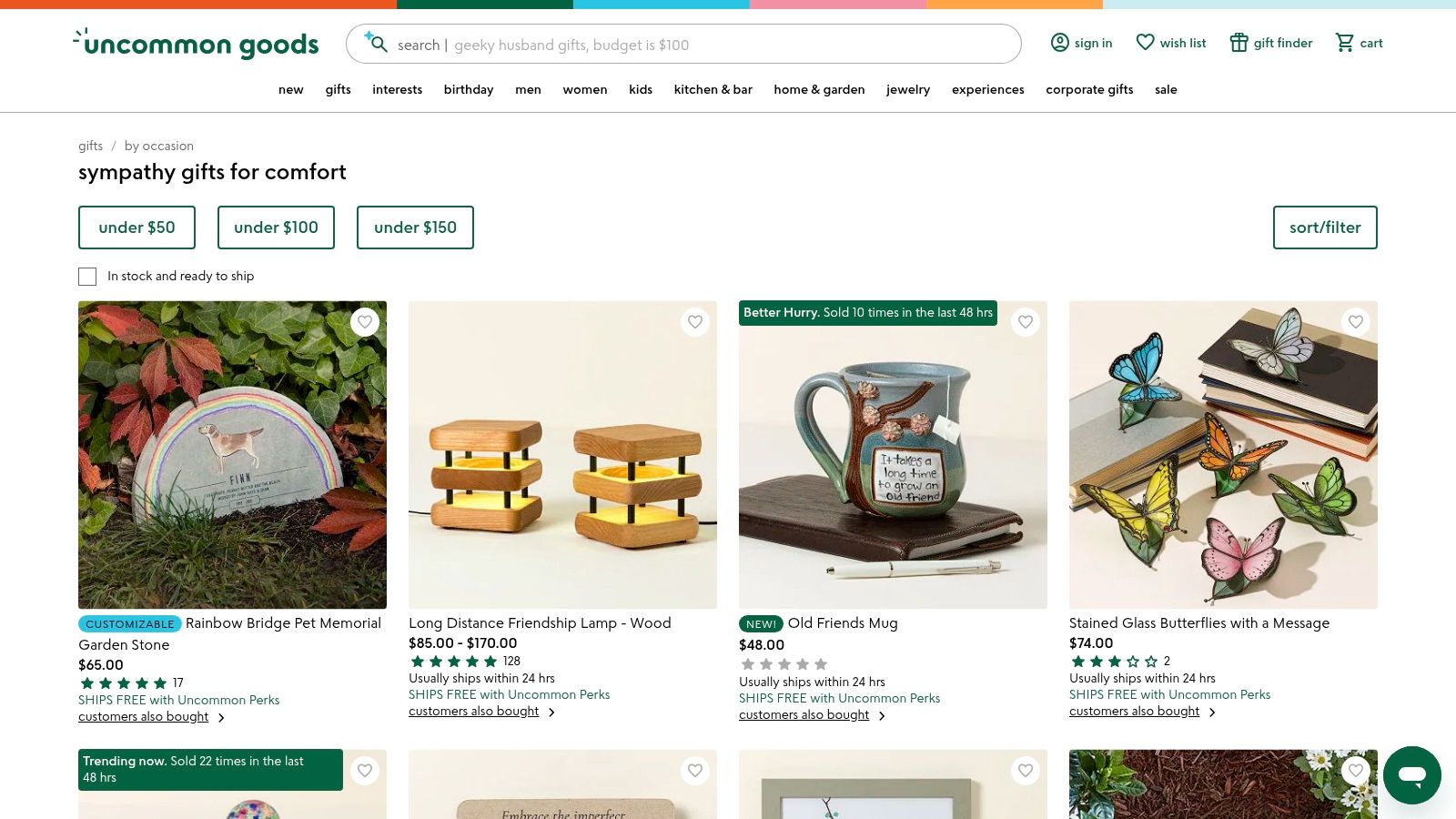 Uncommon Goods – Sympathy Gifts