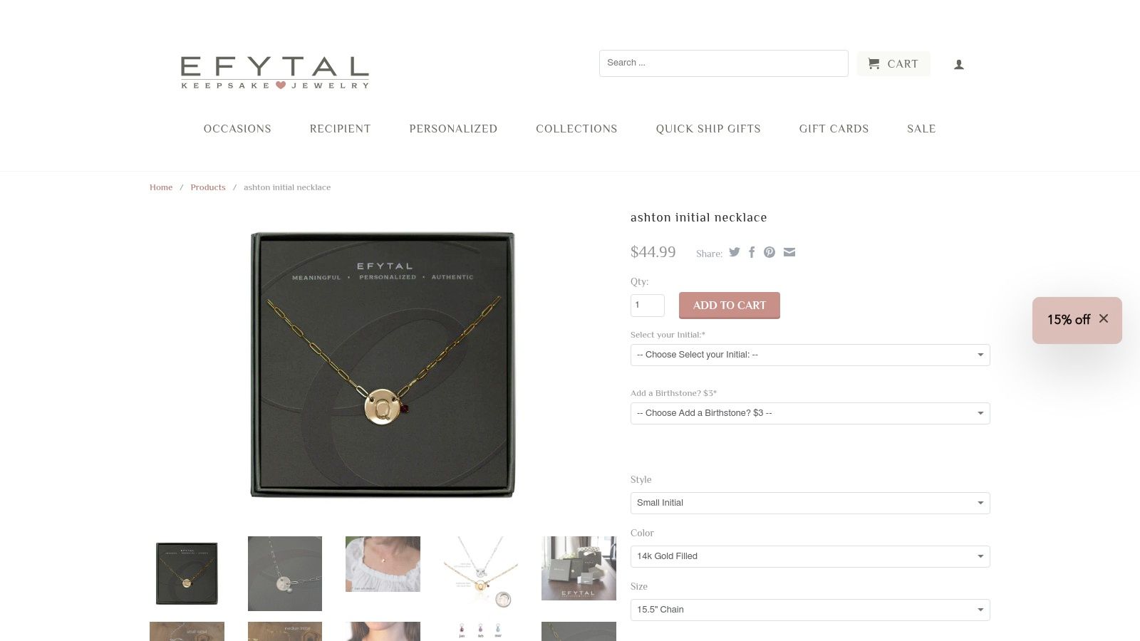 Ashton Initial Necklace — Hand Made, Customize with an Initial & Birthstone