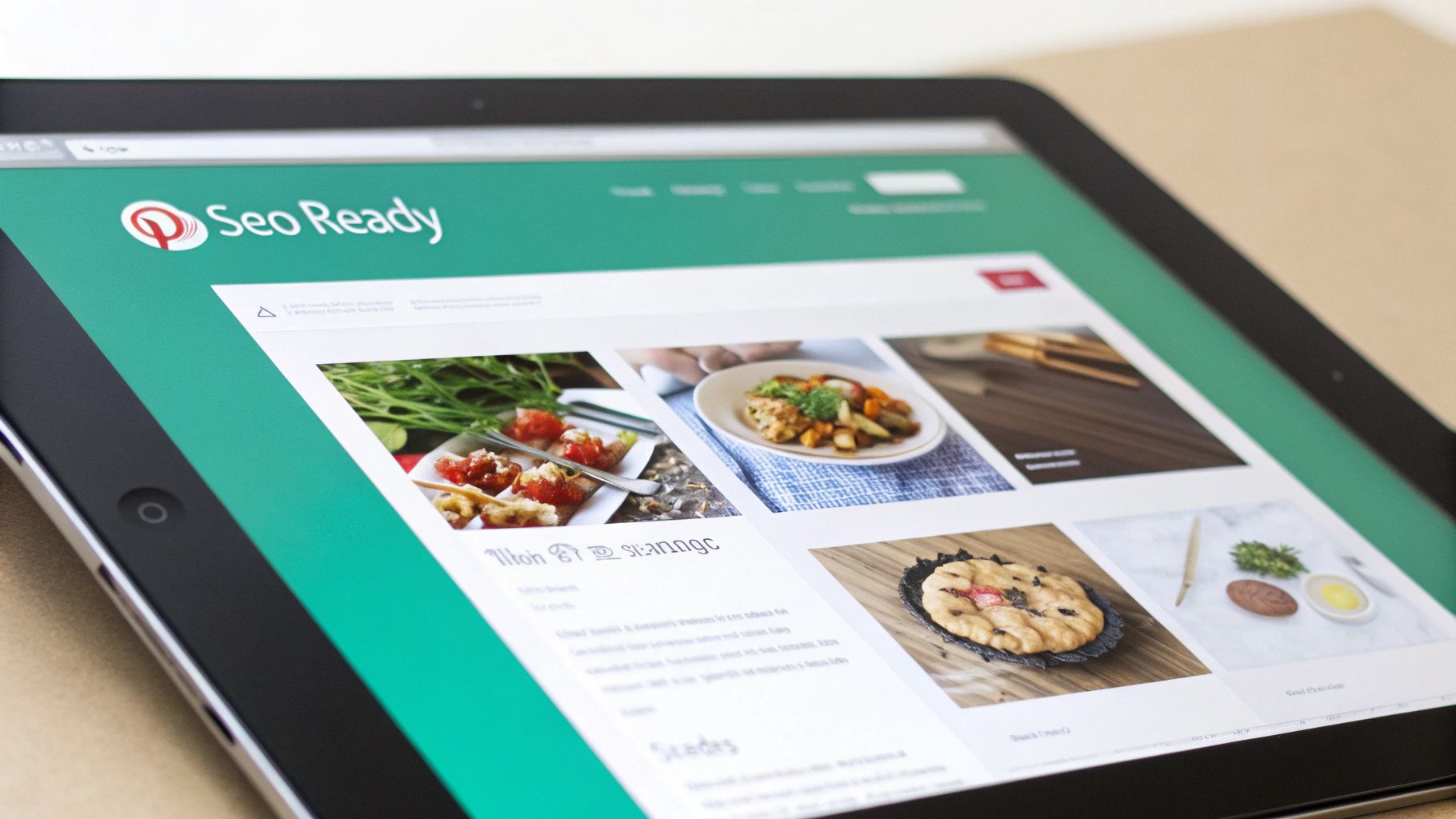 A magnifying glass hovering over a Pinterest board, symbolizing SEO and keyword research.