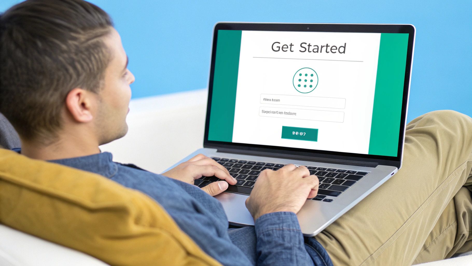 A person using a laptop with the Pin Generator interface on the screen.