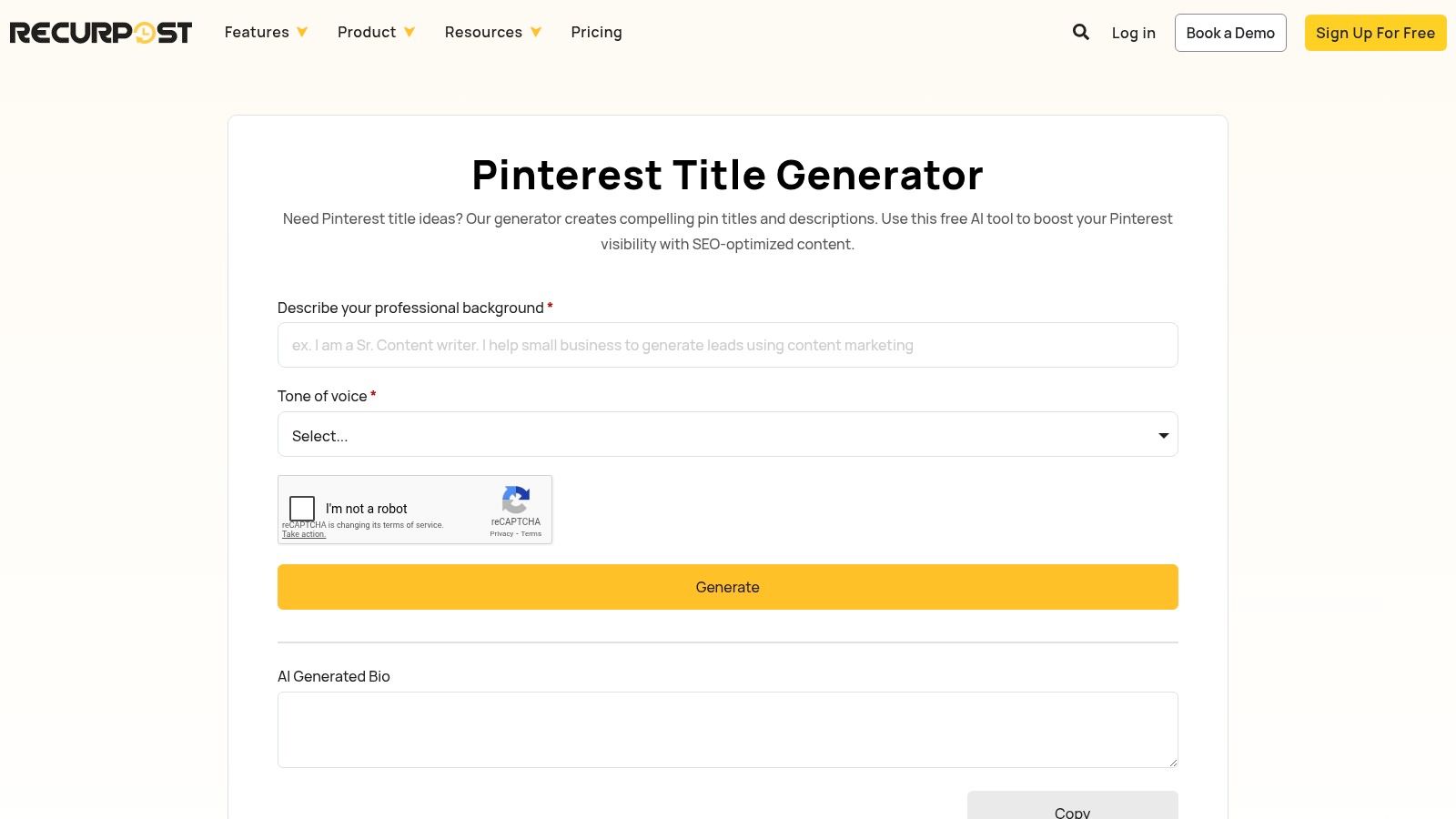 RecurPost – Pinterest Title Generator