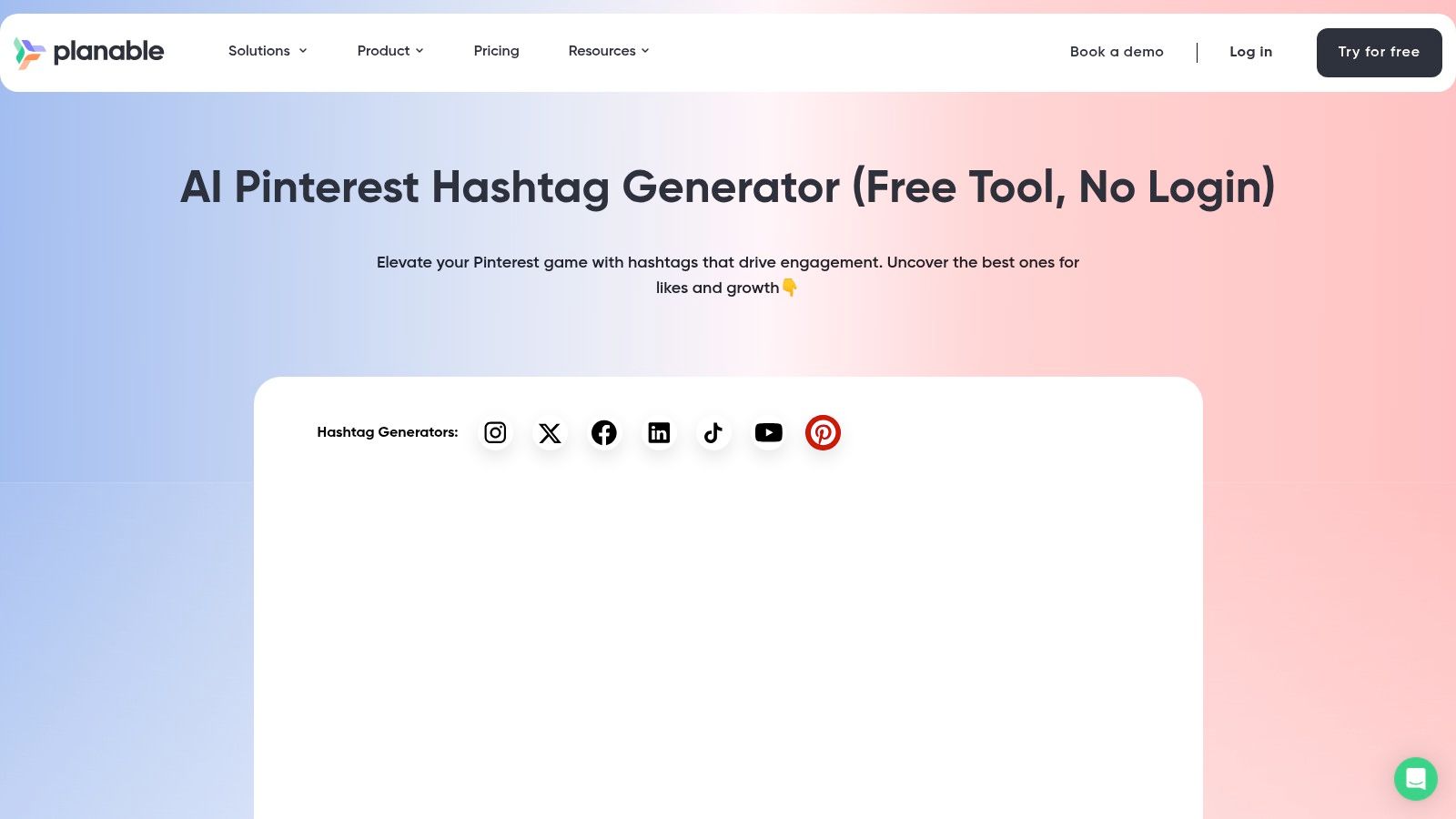 Planable's AI Pinterest Hashtag Generator