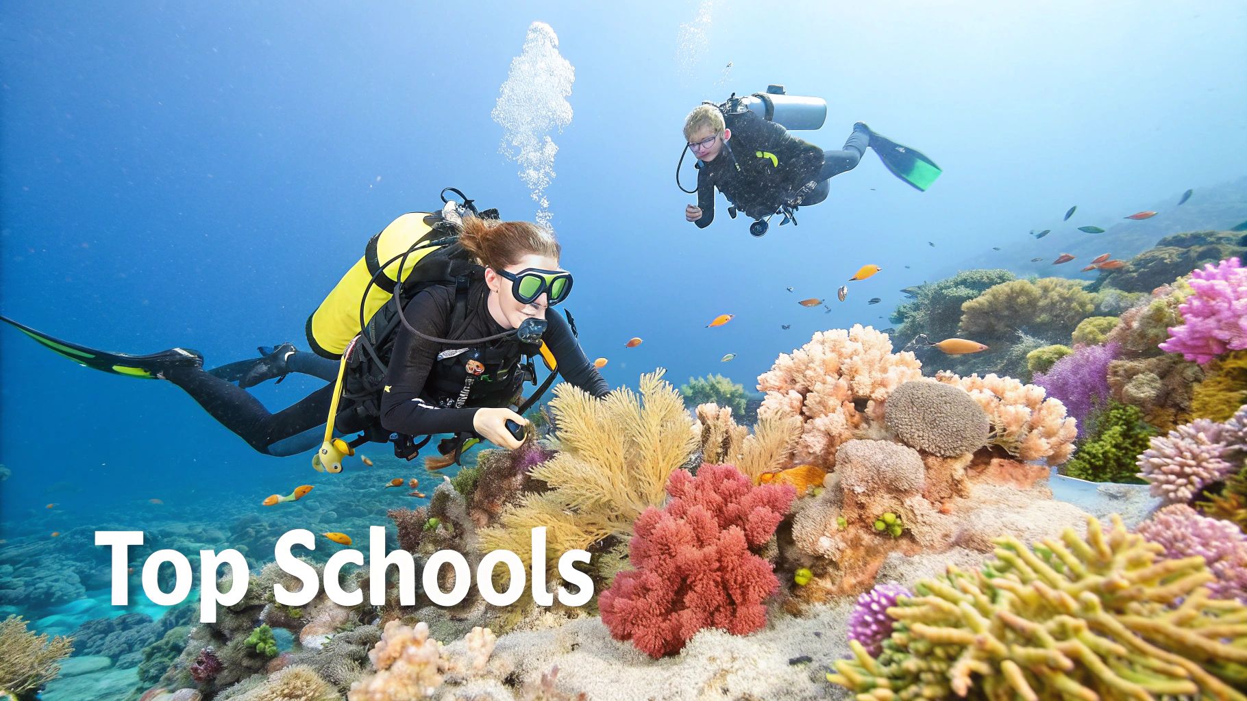 Scuba Diving Certification Goa: Your Complete Training Guide 5 A scuba instructor guiding a student during an open water training dive in Goa.