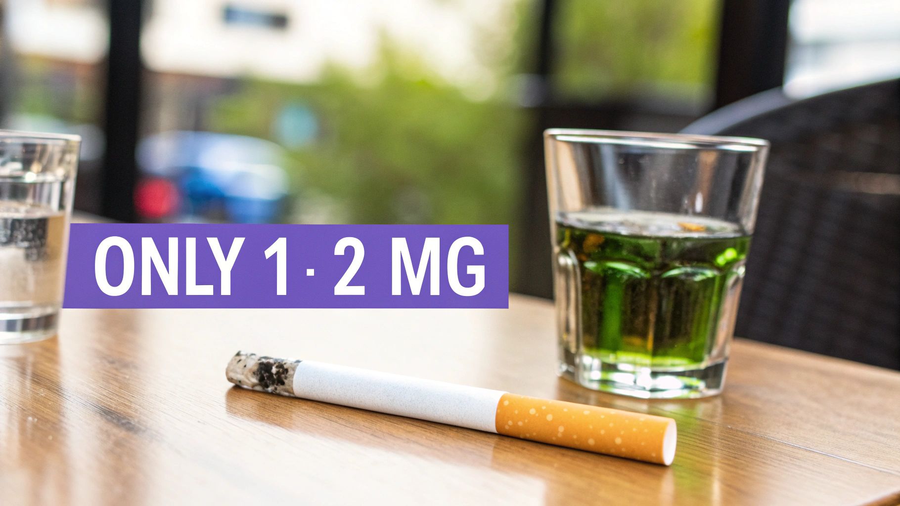 A close-up of a lit cigarette resting in an ashtray, with smoke swirling around it.