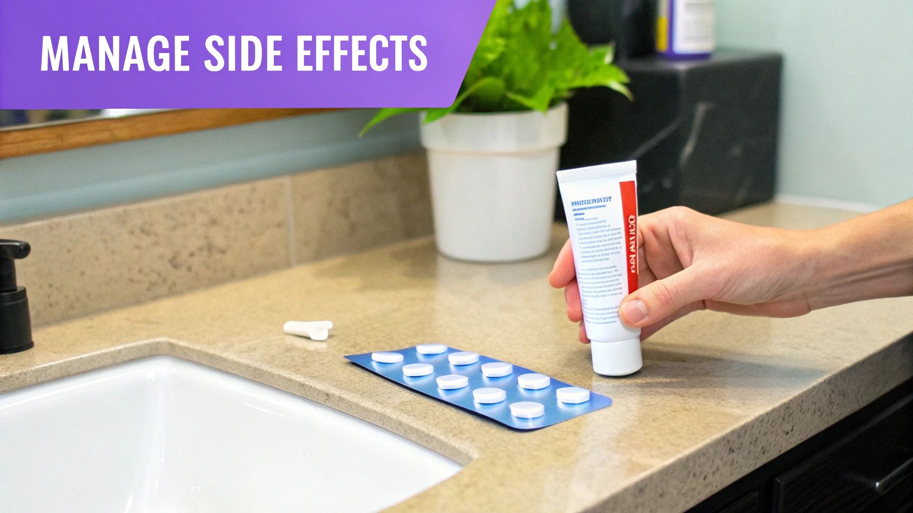 A person thoughtfully looking at two different boxes of nicotine patches, deciding which strength to start with.