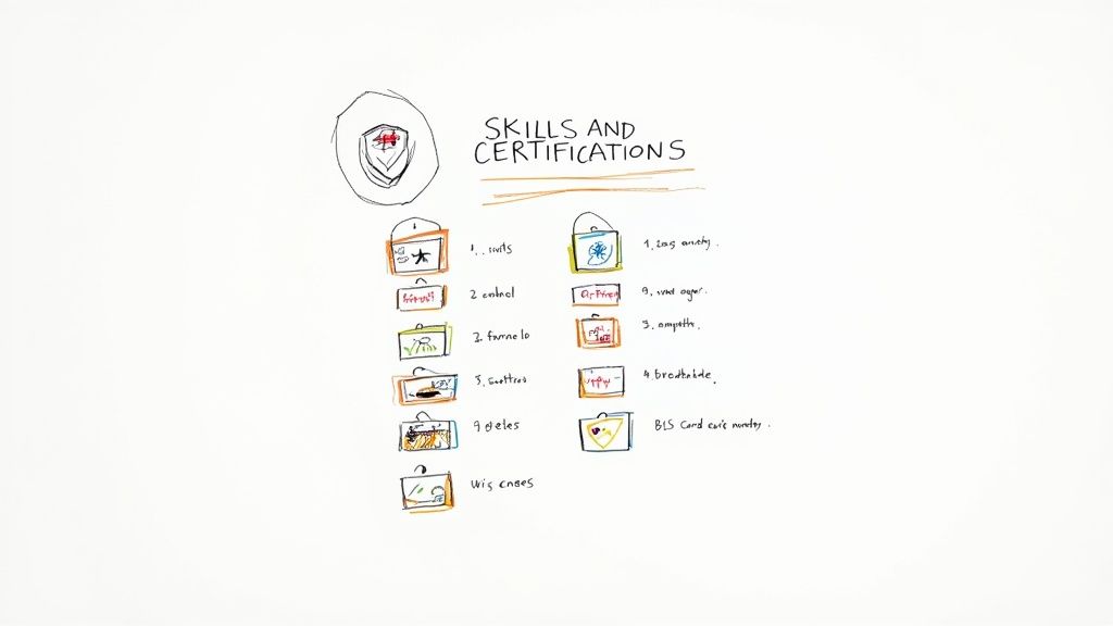 A collage of medical equipment like stethoscopes and charts, representing CNA skills.