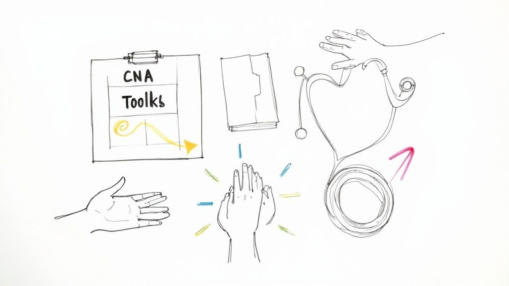 A CNA mentor guiding a trainee on proper patient lifting techniques.