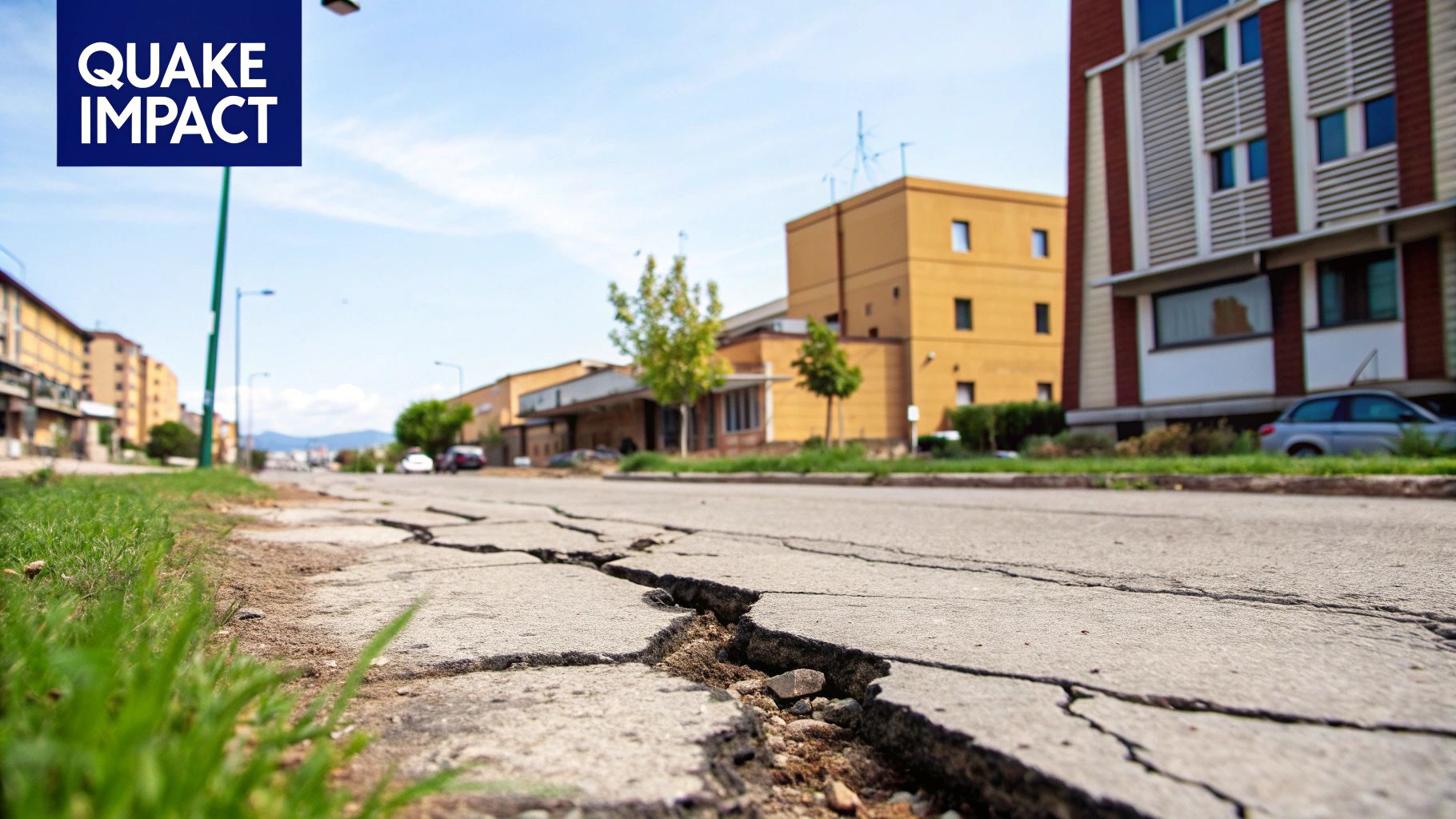 A business professional reviews a risk assessment checklist on a tablet, with an industrial site in the background.