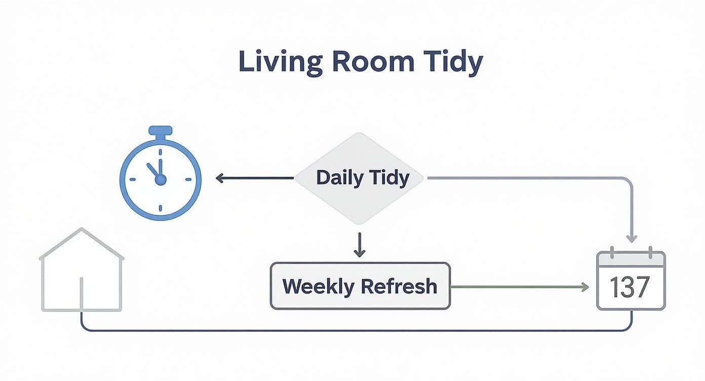Infographic about clean living room