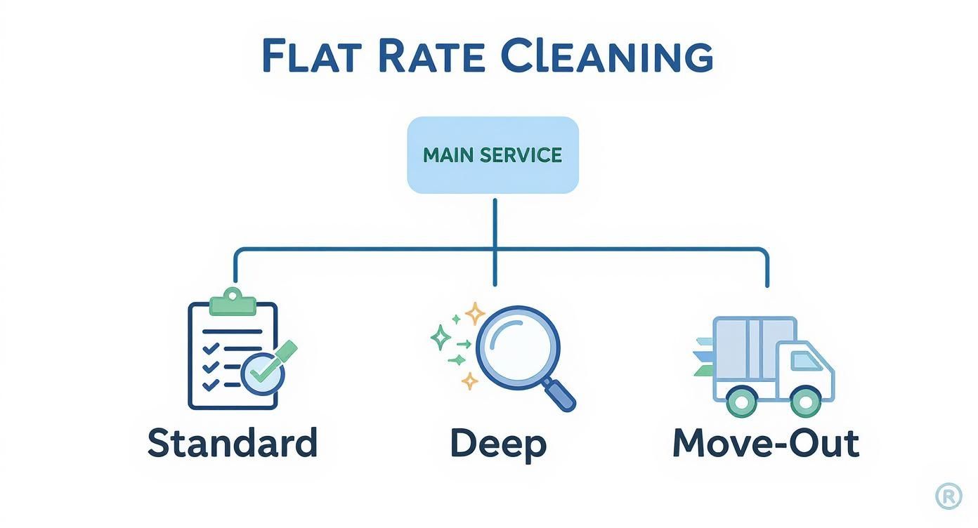 Infographic about flat rate house cleaning services