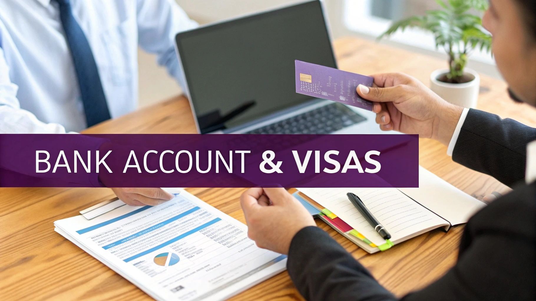 A professional guiding a client through a client through visa and banking paperwork in Dubai
