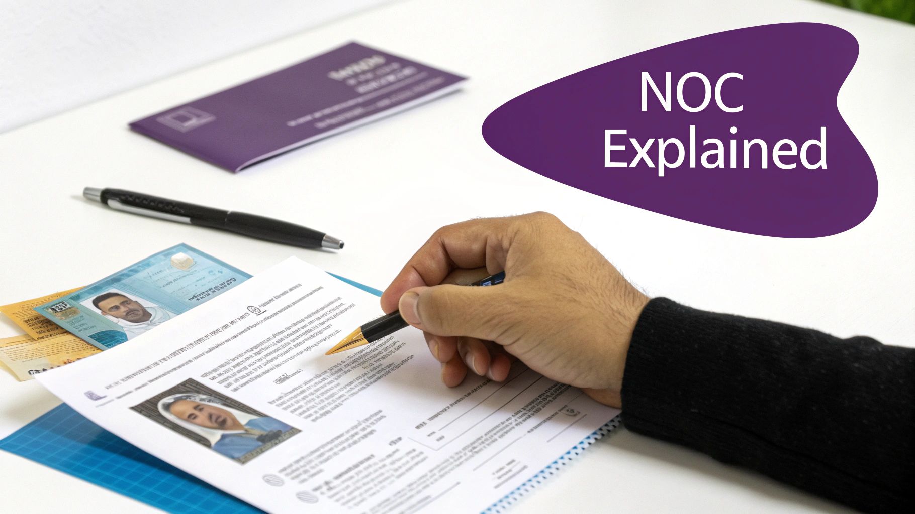 A person signing an official document, representing a No Objection Certificate