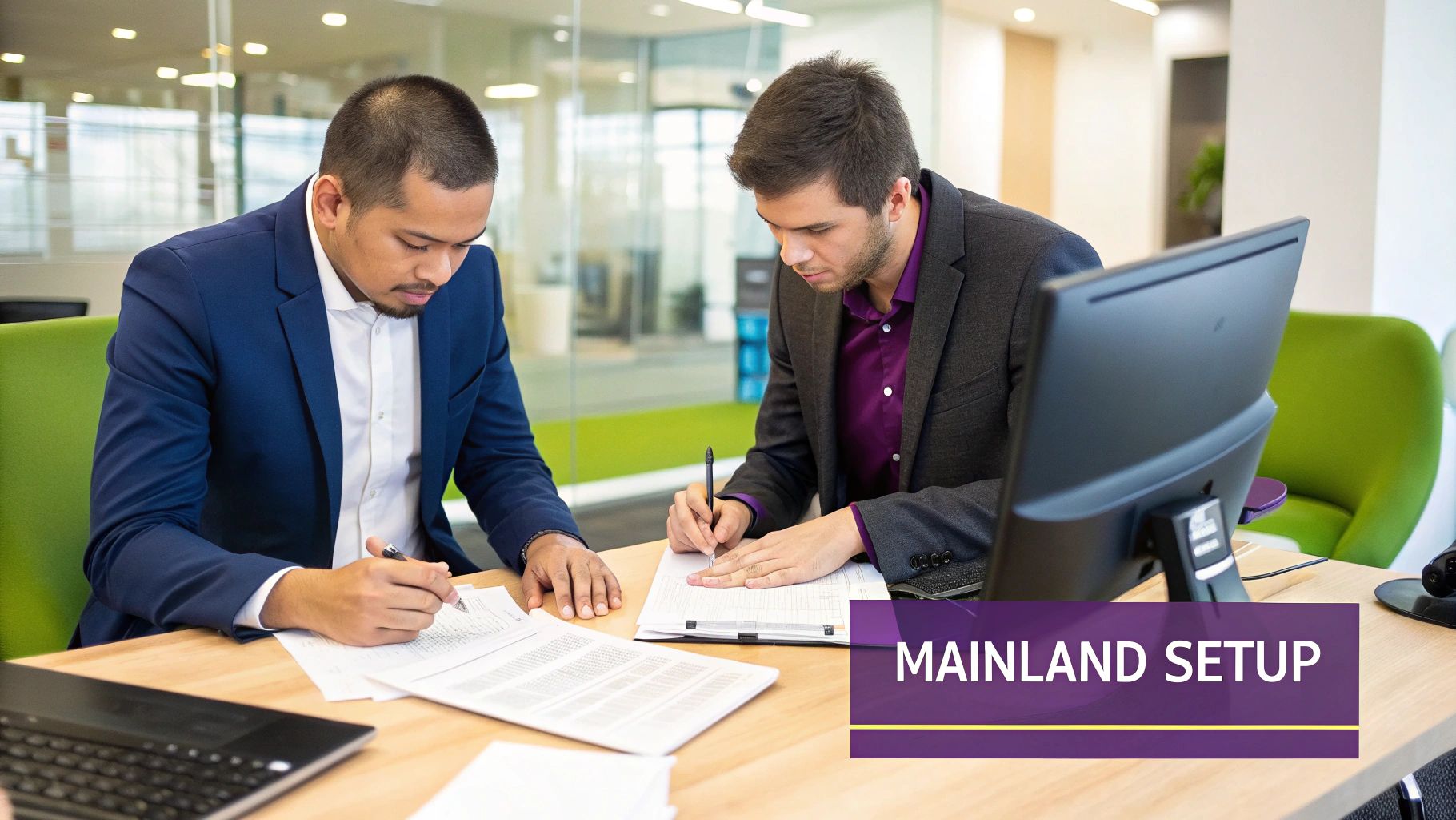 Aerial view of Dubai mainland skyline