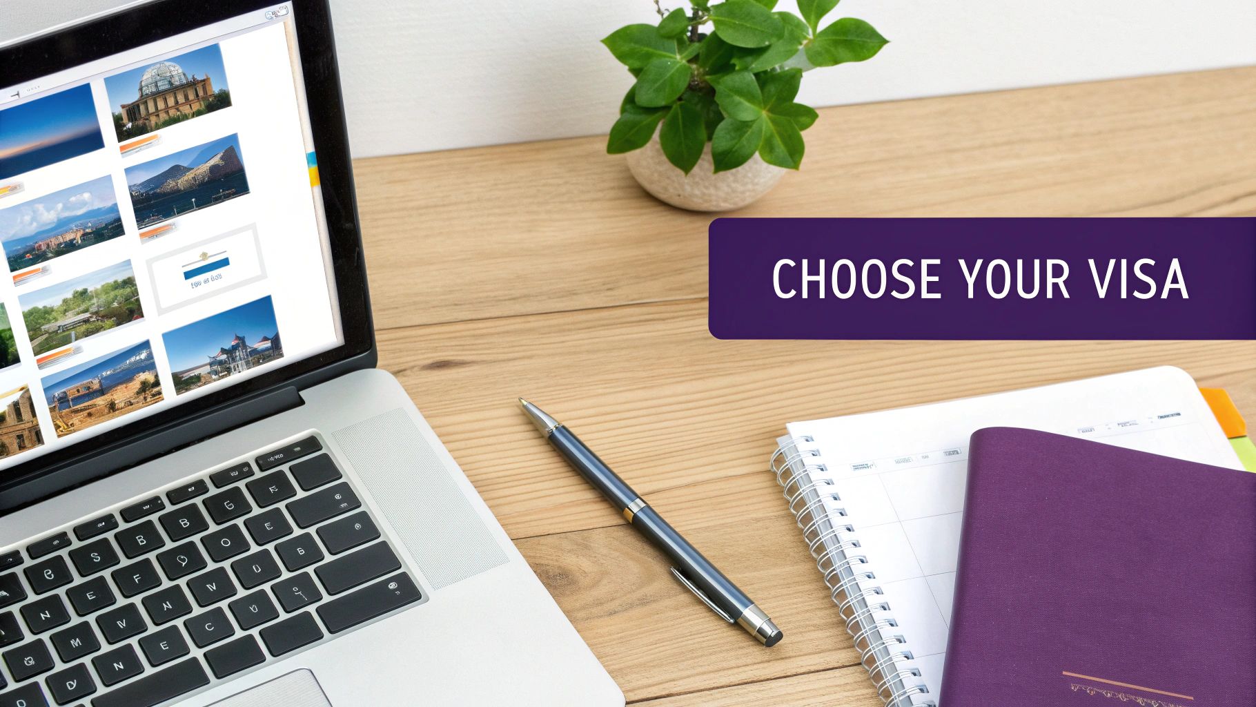 A person at a desk reviewing different documents, symbolising the choice between various UAE business visas.
