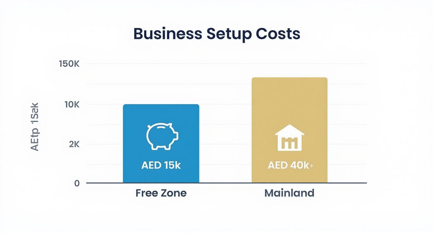 Infographic about low-cost business setup in dubai