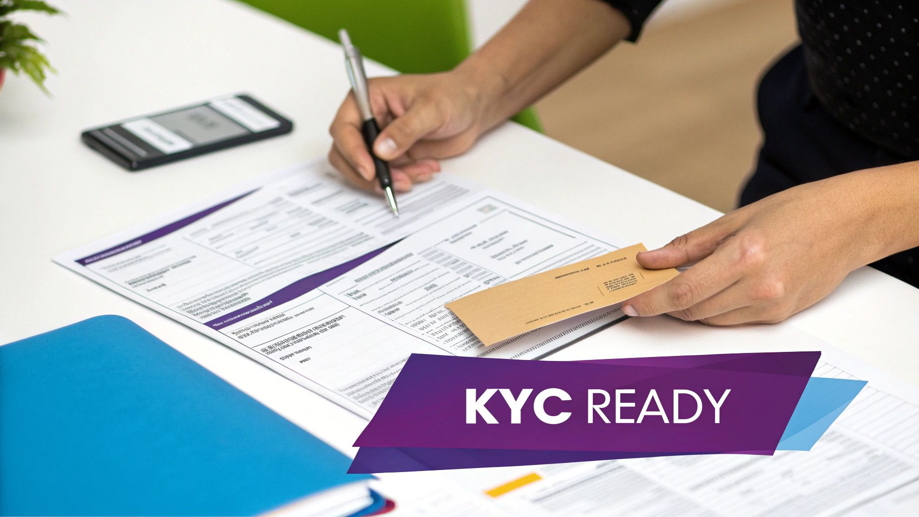 A professional reviewing a KYC application on a tablet