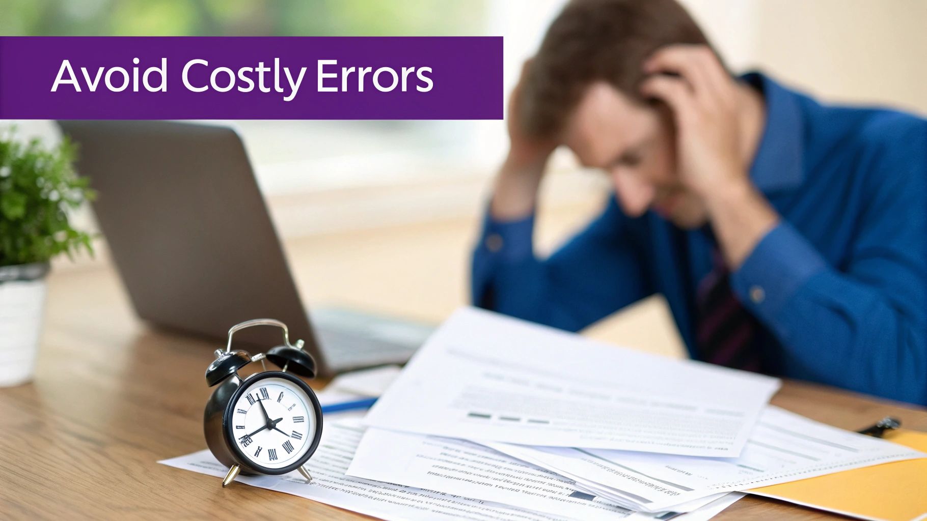 A professional reviews a document in a Dubai office, signifying the importance of avoiding mistakes in a trade license renewal.