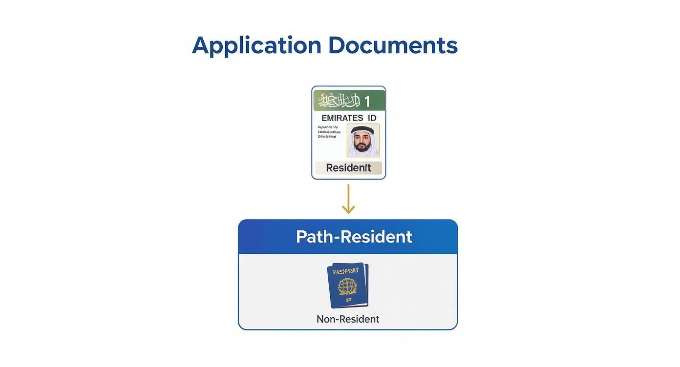 Emirates ID card for residents and passport for non-residents required for current account application