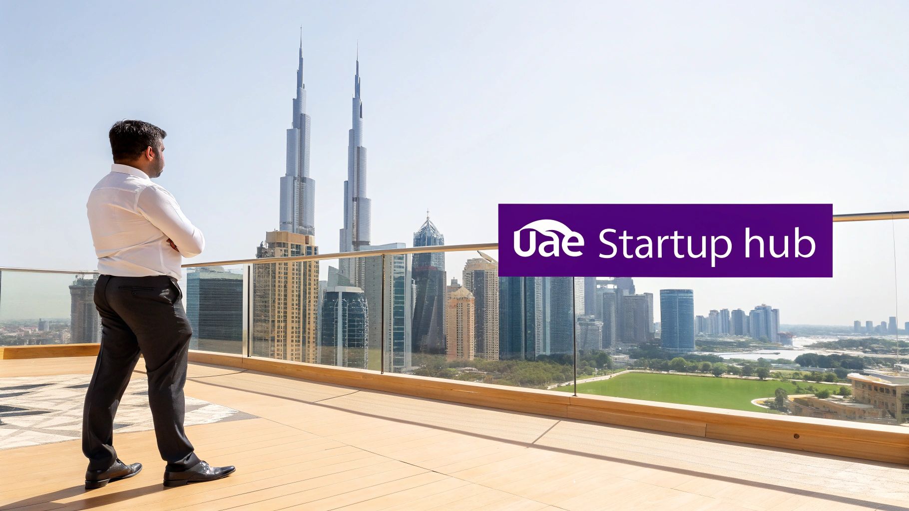 A modern cityscape in the UAE, symbolising a hub for global entrepreneurs
