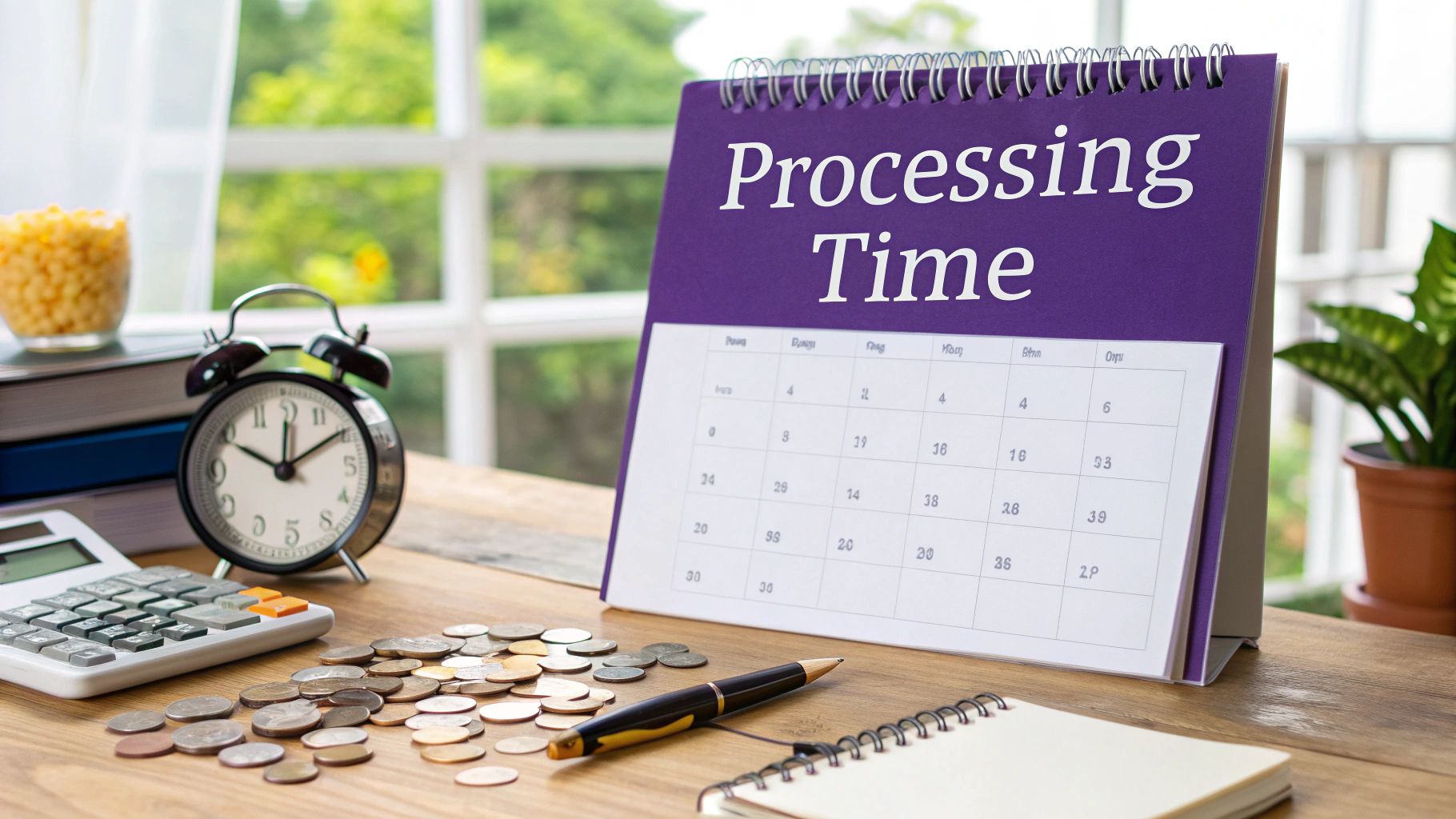 A close-up of hands organising a stack of important documents for a visa application.