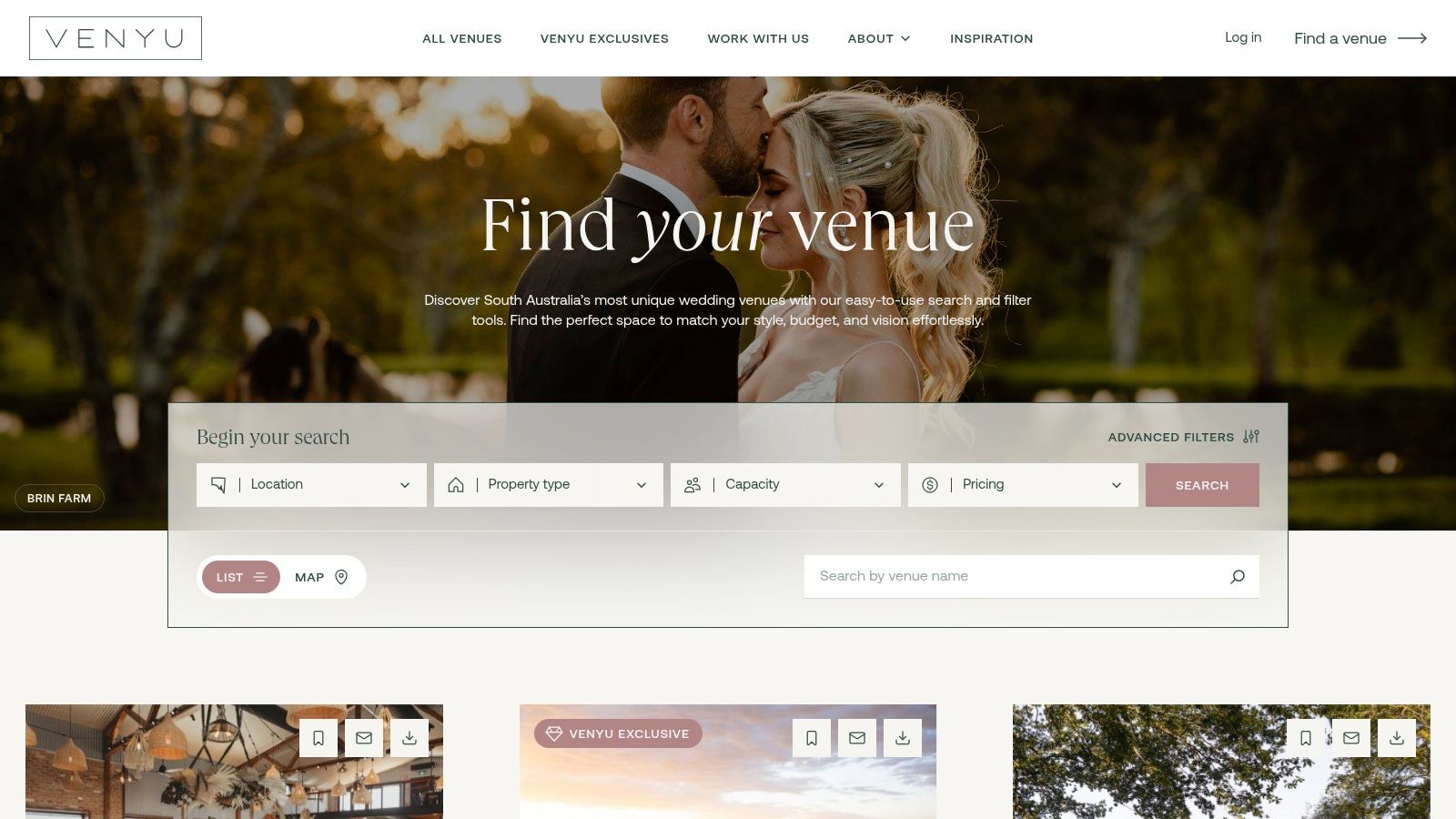 7 Unforgettable Small Wedding Venues Adelaide Couples Will Love in 2025 5 VENYU platform showcasing its venue search filters