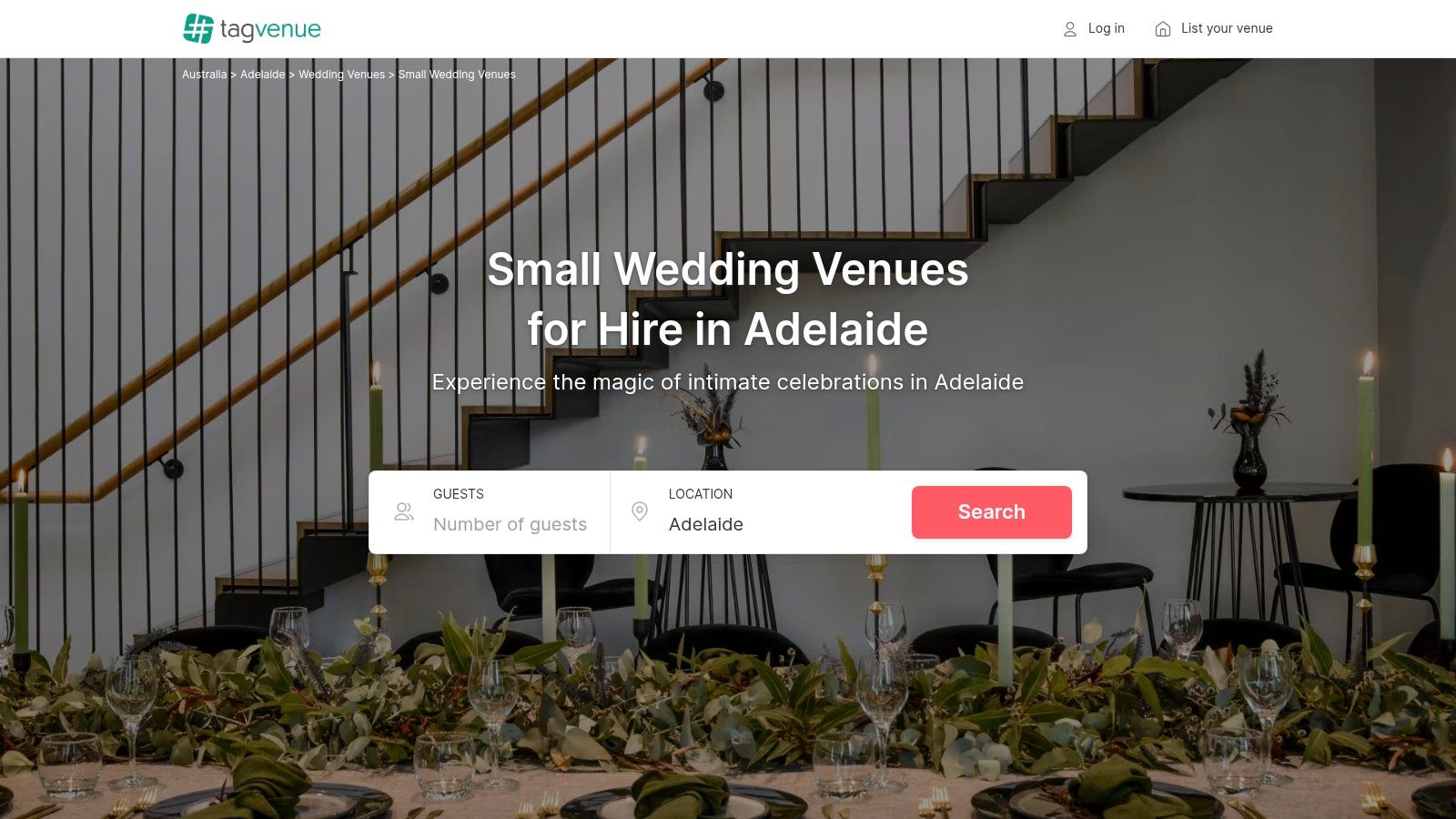 7 Unforgettable Small Wedding Venues Adelaide Couples Will Love in 2025 3 Tagvenue platform showcasing a list of wedding venues