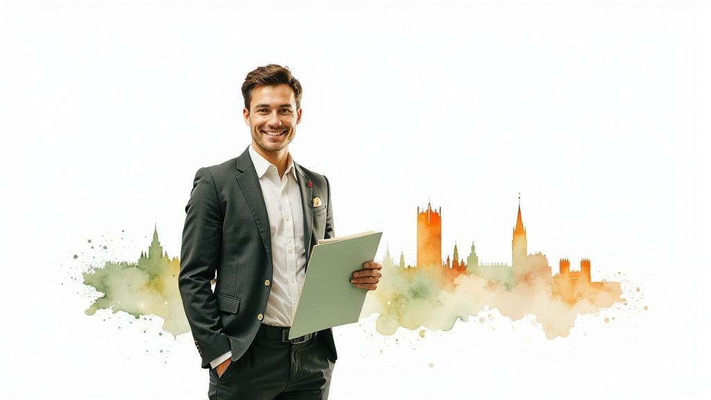 Ein malerischer Blick auf die irische Küste bei Sonnenuntergang, der die einzigartige Erfahrung eines Auslandsaufenthalts in Irland symbolisiert.