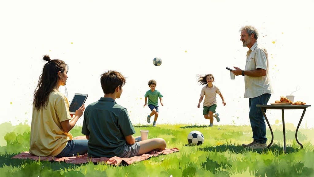 Jugendliche haben Spaß bei einer Outdoor-Aktivität in der irischen Landschaft.