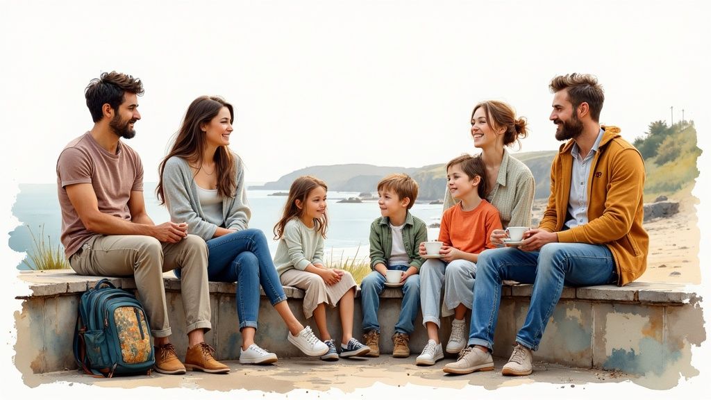 Ein malerischer Blick auf die irische Landschaft mit einer alten Steinbrücke, die das ideale Umfeld für ein Sprachcamp darstellt.